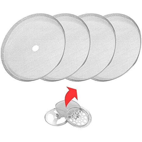 Meelio French Press Filter Strainer, French Press Strainer, Reusable Stainless Steel Mesh Filter for Universal 1500ml Cups French Press Coffee Machines (Pack of 4) Cover