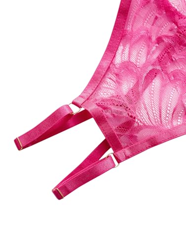 Image of Lilosy Sexy Underwire Floral Lace Sheer Lingerie Set for Women See Through Bra and Panty 2 Piece