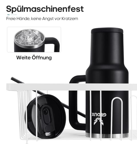 Image of Drinking Bottle with Straw, 1.2 L Thermal Mug with Handle, Leak-Proof