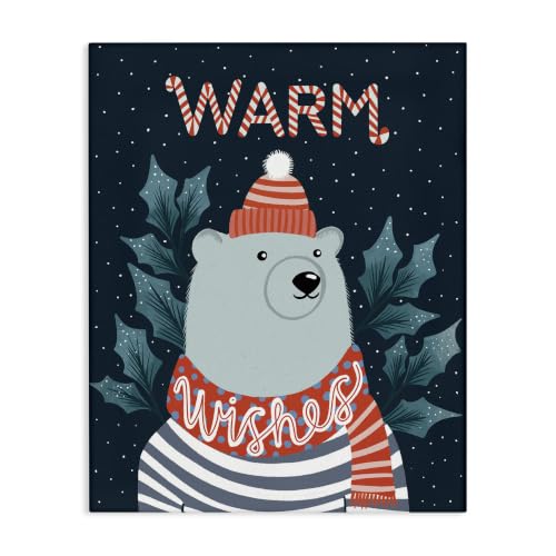 Cozy Polar Bear Winter Wishes, 24 x 30 Inch Canvas Wall Art