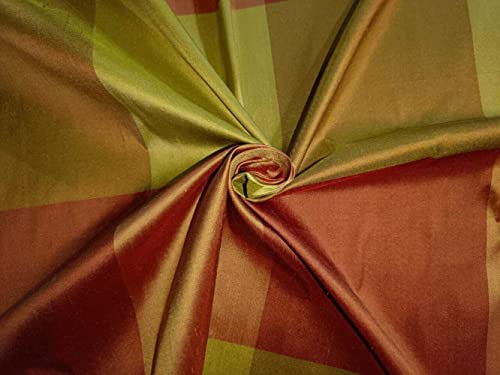 Soie Dupioni anti-plis structure parfaite tissu orange et vert 137 cm de large