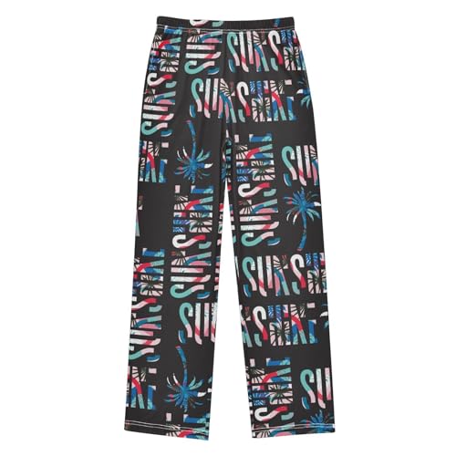 ZZXXB Sunshine Palm Tree Boys Long Pants Soft Trousers Elastic Waist Kids Lounge Bottoms with Pockets S-XL
