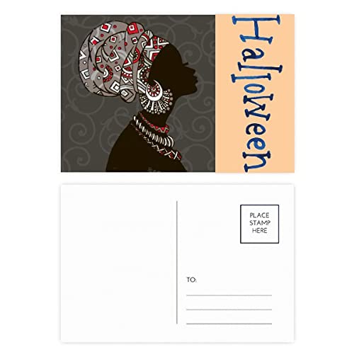 Cartes postales d'Halloween femme africaine en papier d'art rigide