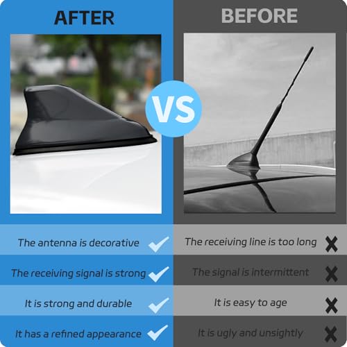 Hbxdeco Shark Fin Antenna Cover for Car, Waterproof Car Roof Antenna Cover Decoration, Automotive Top Roof Aerial AM/FM Radio Signal Base, Universal Vehicle Exterior Accessories (Black)