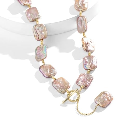 Irregular Baroque Pearl Lariat Necklace For Women, 18K Gold Plated Coin Shaped Beaded Real Freshwater Pearls Toggle Clasp Necklace For Women Teen Girls Jewelry Gifts (Lariat Necklace) #TOP3