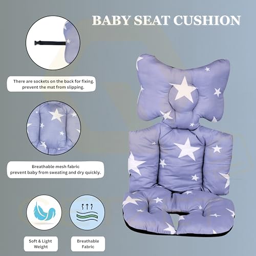 Image of Baby Stroller Seat Liner, And Breathable Reverse Side Non - Slip Suede Fabric, Cotton, Toddler Seat Stroller Accessories, Cushion Pad Soft Pillow Cooling Pram Chair Comfortable Seat Pad Back Support Mat Liners.