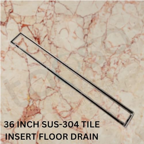 Image of Tapsa Tile Insert Floor Drain | 304 Stainless Steel | Invisible Shower Drain Channel | Shower Drain Channel | Water Drain Channel | with Cockroach Trap. (36X4, SS Matte Tile Insert Floor Drain 20 mm)