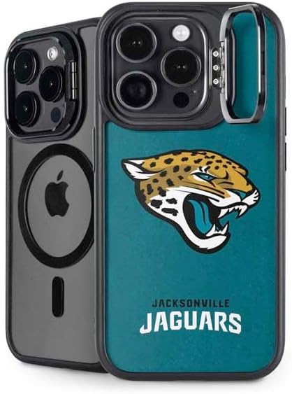 Skinit Kickstand Phone Case Compatible with iPhone 14 Pro Max - Officially Licensed NFL Jacksonville Jaguars Teal Distressed Design