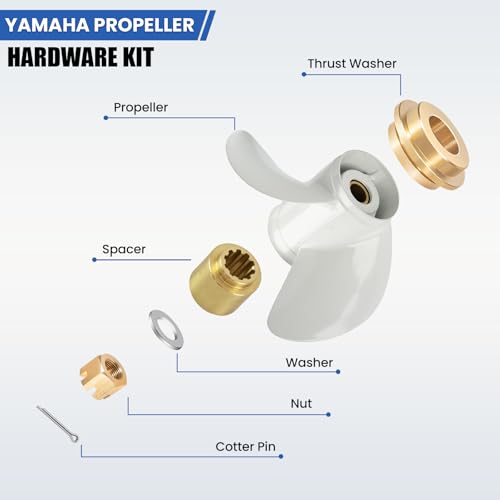 Image of Outboard Upgrade Propeller Installation Hardware Tools Kit Fits Yamaha 25-30HP, Includes Thrust Washer, Spacer, Washer, Nut and Cotter Pin