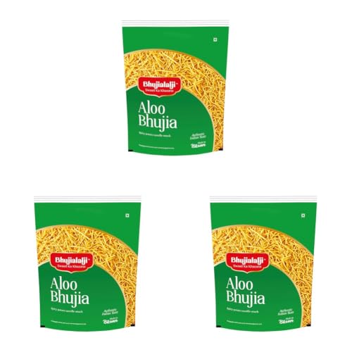Image of Bhujialalji Aloo Bhujia (pack of 3) 1kg | Namkeen made of potatoes,gram flour,Spices and herbs | All time favourite indian snacks /Namkeen | Ready to eat | Crsipy & Light snacks