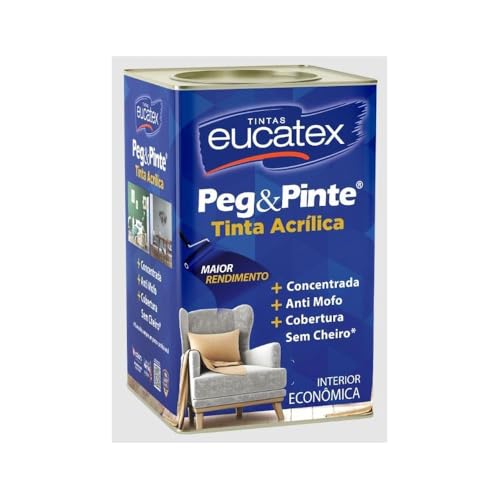 Tinta Eucatex Acrilica Pintura Parede Peg E Pinte 18l Cores Cor Branco/gelo