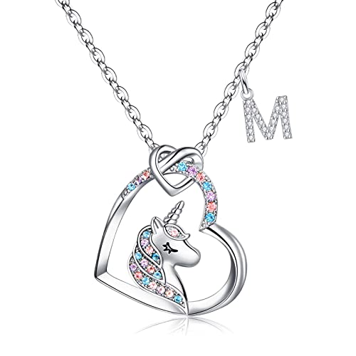 Storup Unicorn Necklace Gifts For Girls, Silver Initial M Unicorn Necklace Girls Jewelry Unicorn Initial Necklaces For Teen Girls Women Unicorn Gifts For Girls Daughter Granddaughter Birthday Gifts #TOP20