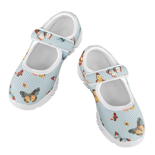 Butterflies Print School Shoes for Girls Toddler Colorful Mary Jane Shoes Party Wedding Soft Sole Shoes2