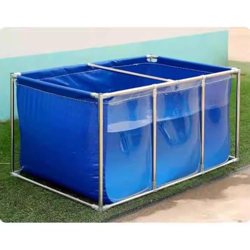 Genérico Estanque de Peces Elevado de Gran tamaño - Piscina de acuicultura de Lona Flexible con Estructura de Acero y Ventana Transparente para la cría de koi y Peces Dorados (150 x 100 x 61 cm)