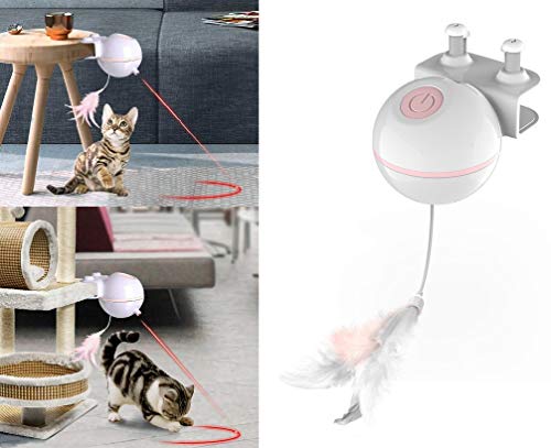 Brinquedo de laser para gatos, 2 em 1, automático, 360 graus, giratório, eletrônico para gatos, gato
