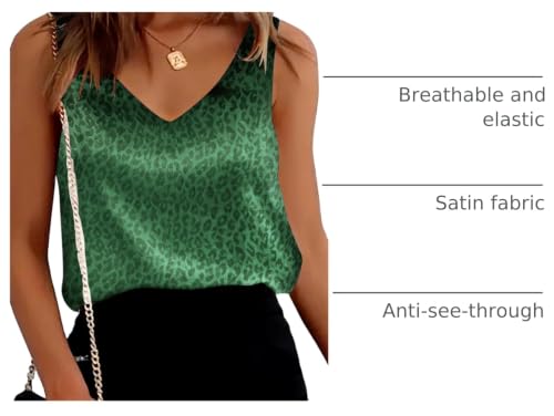 Image of Mawor Satin Tank Tops for Women Loose Fit Sleeveless V Neck Cami Camisole Blouses Shirt Top