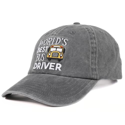 Image of InnoBeta School Bus Driver Appreciation Gifts Cap for Women, Adjustable Embroidered Baseball Hat for Christmas Grey