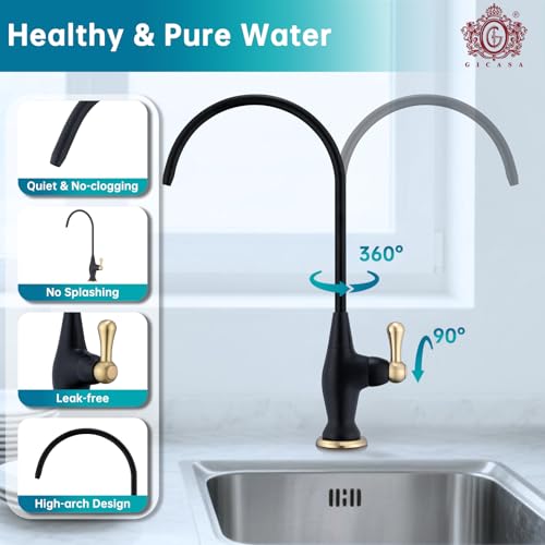 Image of Stainless Steel Reverse Osmosis Faucet, Sink Water Filter System, Suitable for Most Reverse Osmosis or Water Filtration Systems, Sink Drinking Water Faucet for Kitchen Bar Labs RVs, Black+Brushed Gold