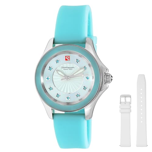 Arbon Collection Blue Stainless Steel Women's Watch with Extra Silicone Interchangable Band