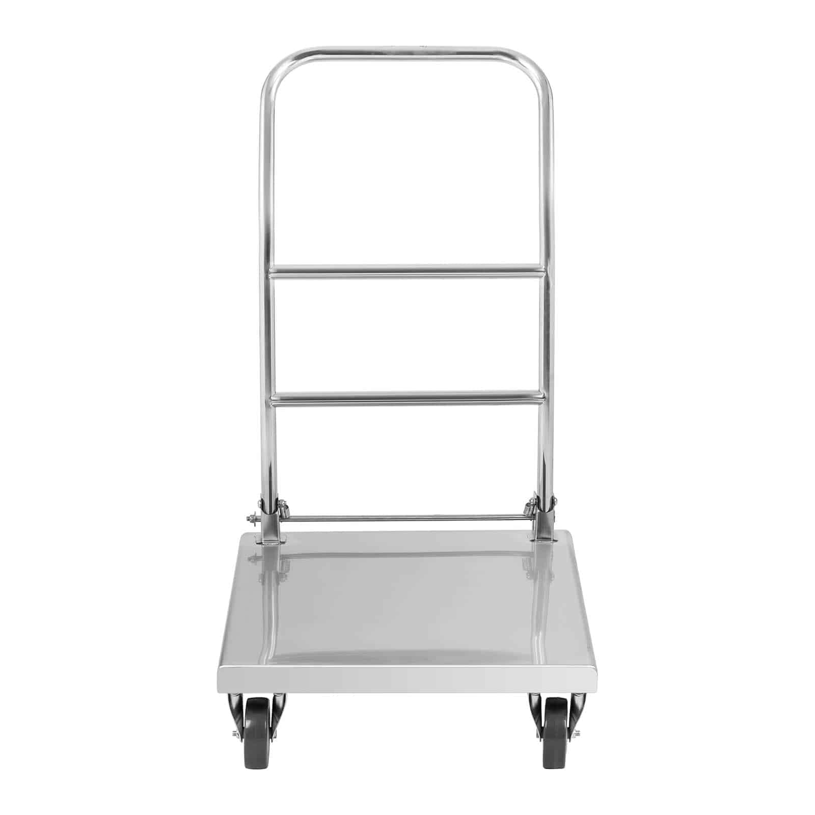 Royal Catering Chariot à Plateaux Chariot de Transport RCFT -1 (82x52x94cm, capacité de Charge 330 kg, Hauteur Quand replié 26 cm, épaisseur de la poignée 25 mm, INOX)