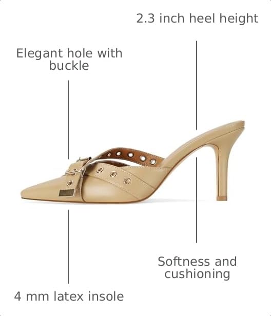 Image of Dsevht Black Kitten Heels for Women Pointed Closed Toe Dressy Bow Heel Vintage Heeled Mules Sexy Pointy Studded Slip on Stiletto Pump Shoes
