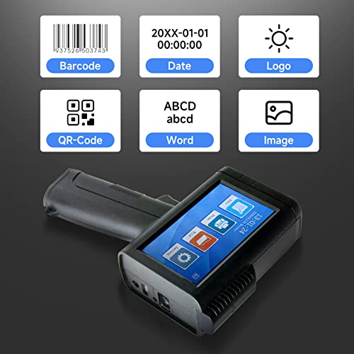 Upgraded Handheld Inkjet Printer, Portable Inkjet Printer Gun with 4.3 Inch LED Touch Screen, Quick Drying Inkjet Code Machine for Barcode, QR Code, Batch Number, Logo, Date, Label Marker.