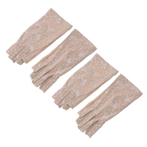 minkissy 2 Pares Guantes de protección Solar Medio Dedo Conduciendo Guantes de Bicicleta Negro atender Ligero Suministro de equitación Guantes de Montar algodón Khaki