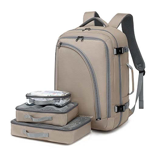 TOTEXISAP Travel Backpacks with 3 Packing Cubes for Women Men, 17 Inch Laptop Backpack Luggage Carry On Water Resistant Computer Backpack for Weekender Overnight Large Daypack