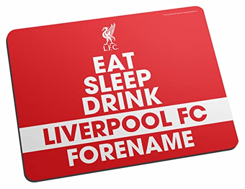 Personalised Eat, Sleep, Drink Mouse Mat for Liverpool FC fans, great for Reds football supporters, fabric top, non slip mouse pad 5mm thick