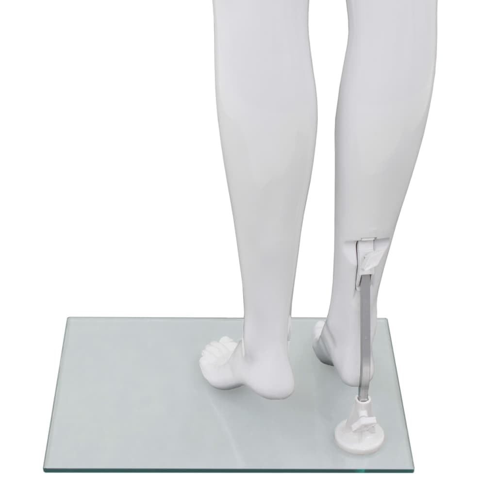 vidaXL Maniquí de Mujer Completo Base de Vidrio Blanco Brillante 175cm