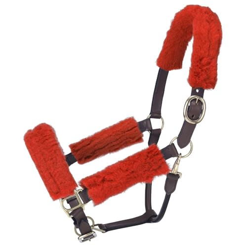 Tough1 Fleece Halter Set - Horse - Red