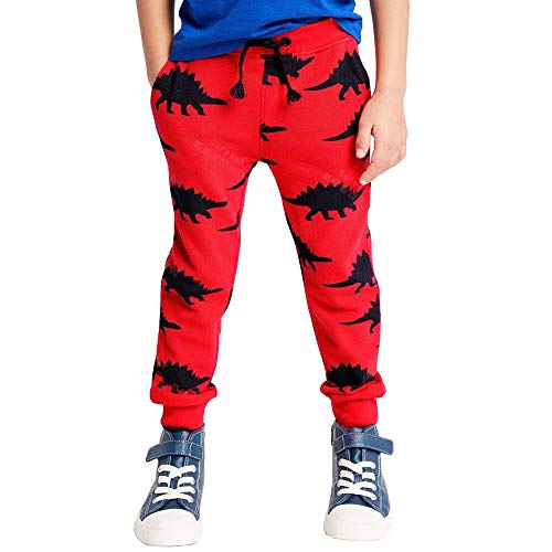 Boys Active Elastic Waist Cotton Sport Jogger Sweatpants with Dinosaur Printed 1-7T2