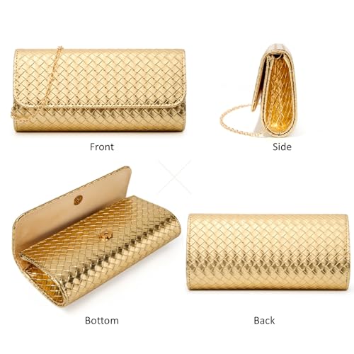 Image of DETARA Woven Evening Bag Clutch Purses for Women Fashion PU Leather Crossbody Purse for Wedding Party and Prom