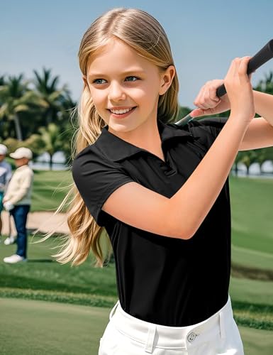 Image of KEREDA Girls Polo Shirts Golf Tennis School Uniform T Shirts Quick Dry Tops