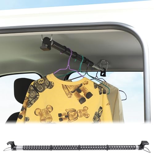 Car Clothes Hanger Bar Compatible with Toyota Tundra 2022-2026 Accessories, Adjustable Telescopic Car Clothes Rack, 35–64 Inches, Extendable Metal Pole for Automobile Clothing Organizers & Storage