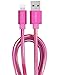 LIQUIPEL Powertek iPhone Charger Cable [MFI Certified], Fast Charging 6ft Lightning to USB Cord Adapter, Compatible for iPad, Metallic Shine (Hot Pink)