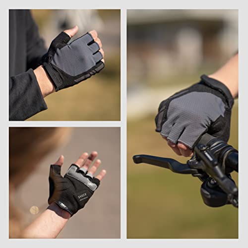 VELMIA Fahrrad Handschuhe Sommer I Mit Ausziehhilfe, Grip Print und Reflektor Sicherheit I fahrradhandschuhe Damen & fahrradhandschuhe Herren, fahrradzubehör MTB