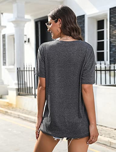 Be Kind Summer T Shirt Womens Cute Heart Graphic Tees Loose Teacher Short Sleeve Tshirt Boho Rainbow Tops (Dark Grey, M) #TOP3