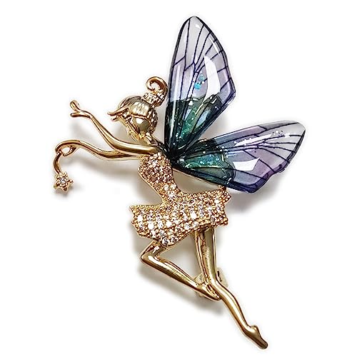 Kovolala New Brooch For Women Butterfly Fairy Micro-Encrusted Zircon Brooches, High-End Dancer Wings Clothing Pins, Angel Wings Brooch Gold Girl Angel Wings Brooch #TOP10