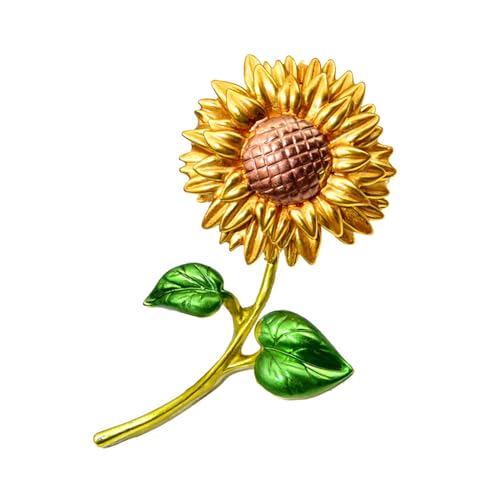 Image of WCRAZYE Sunflower Flower Brooch Pin for Women Girls Elegant Enamel Crystal Rhinestone Yellow Flower Plant Brooch Pin, Charm Sun Flower Coat Brooch for Mom Christmas Valentine's Day Jewelry Gifts