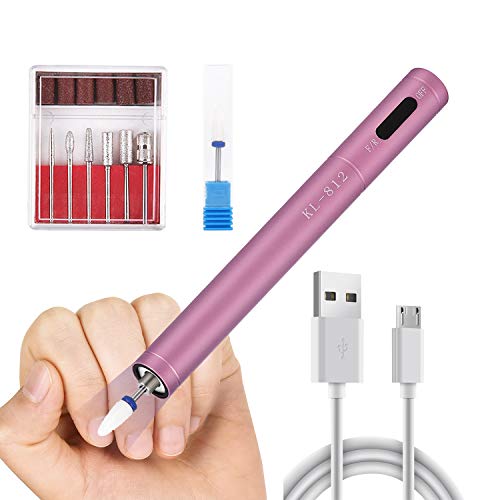 yinhua Portable Electric Nail Drill, Mini Nails Drill with LED Light, Pen Shape Nail Drill USB Rechargeable Nail Drills for Acrylic Nails, Gel Nails, Manicure Pedicure and DIY Manicure Purple