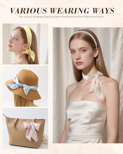 Interesse 5 PCS Fashion Scarves for Women, Multifunctional Boho Hair Scarves Headbands, Stain Purse Scarf Bag Accessories3