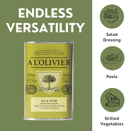 Aceite de Oliva infusionado con Ajo y Tomillo L'Olivier 8.3 oz Pack 2 miniatura 4