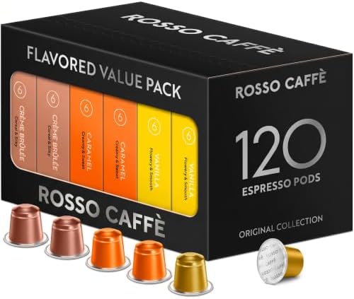 ROSSO CAFFÈ Espresso Pods for Nespresso Original Machines, Flavor Pack 120