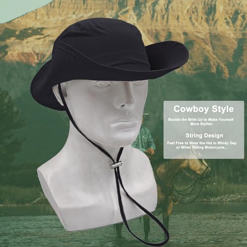 HOPSOOKEN Chapéu de chuva impermeável para mulheres, aba larga, proteção UV, malha dobrável, boonie,