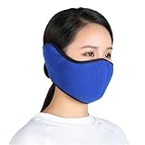 防寒マスク フェイスマスク 耳カバー 一体型 防寒 メンズ レディース 耳あて イヤーウォーマー 防寒対策 防風 折りたたみ フリーサイズ 保温 裏起毛 ふわふわ 快適 携帯便利 小顔効果 防寒イヤーマフ 散歩 通勤 お出かけ 通学用 (ブルー)
