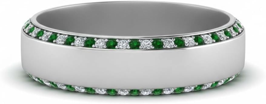 Choose Your Gemstone 6 MM Eternity Band For Men sterling silver Round Shape Mens Wedding Bands Affordable for your Girlfriend, Wife, Partner Wedding US Size 4 to 12