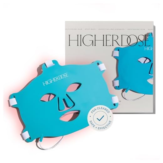 HigherDOSE Red Light Therapy Face Mask - Cordless At-Home LED Facial Light Therapy - Promotes Cellular Renewal, Healing, & Glowing Skin - LED Face Mask to Target Fine Lines, Wrinkles & Redness