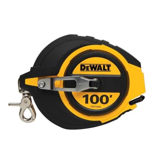 DEWALT Tape Measure, 100-Foot, Self-Lock, Solid Chrome Finish, Rubber Grip (DWHT34036L)