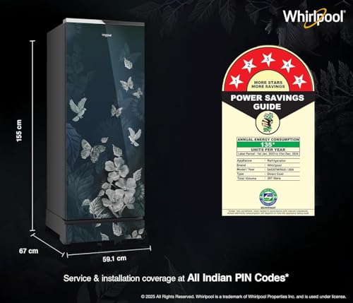 Image of Whirlpool 207 L 5 Star Icemagic Pro Inverter Glass Door Direct-Cool Single Door Refrigerator (230 IMPRO GD ROY 5S Inv Silvia, Base Stand with Drawer)